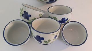 Set teiera + 6 tazze servizio cinese dipinto fiori