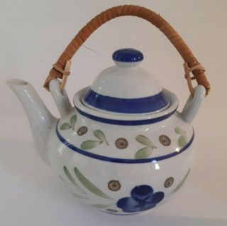 Set teiera + 6 tazze servizio cinese dipinto fiori