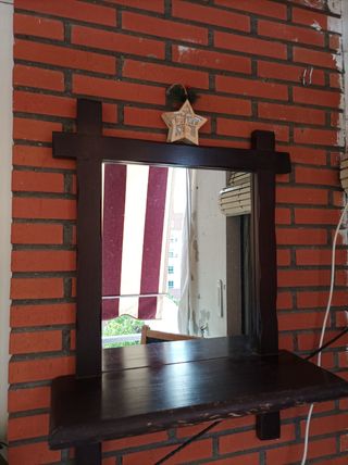 Espejo antiguo de madera maciza