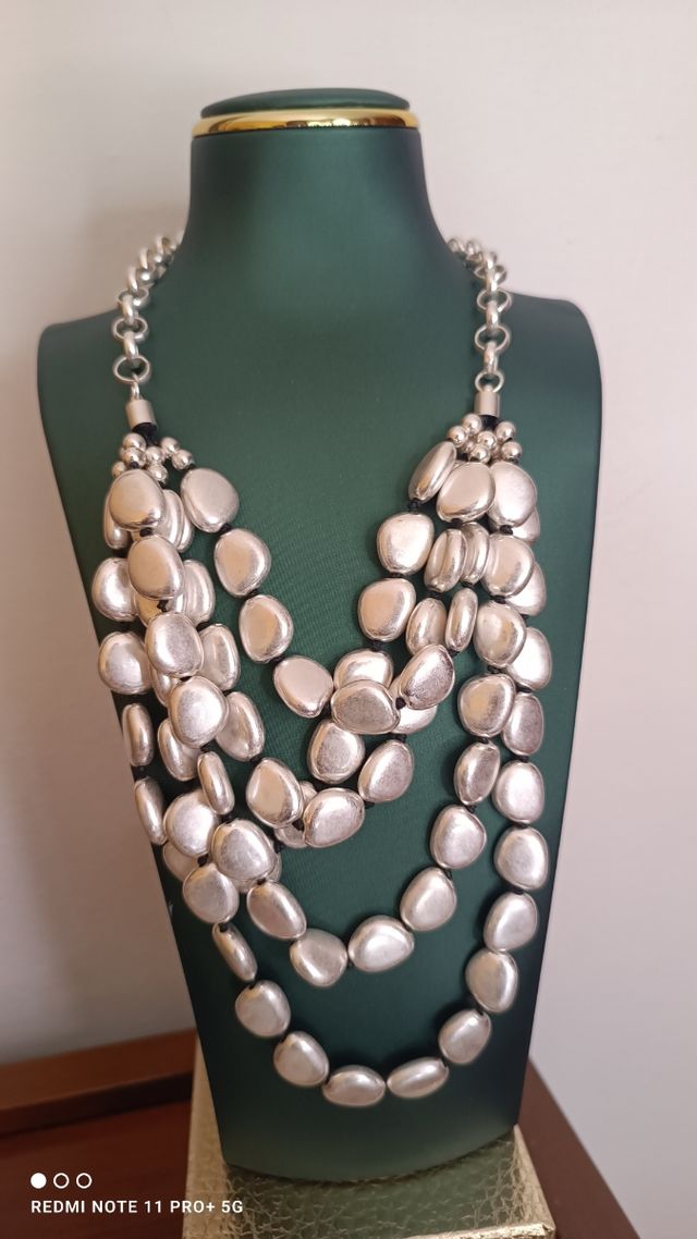 Collana lunga fave colore argento