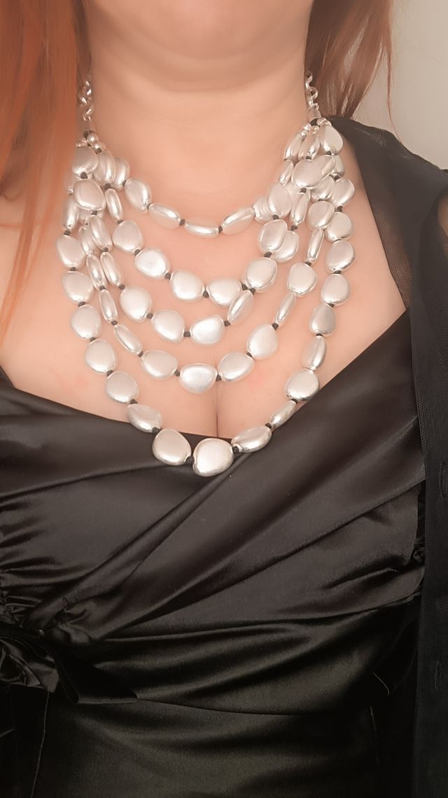 Collana lunga fave colore argento