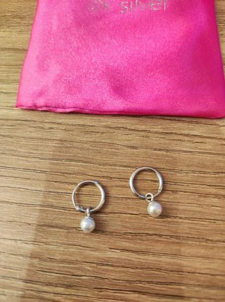 Pendientes aro perla