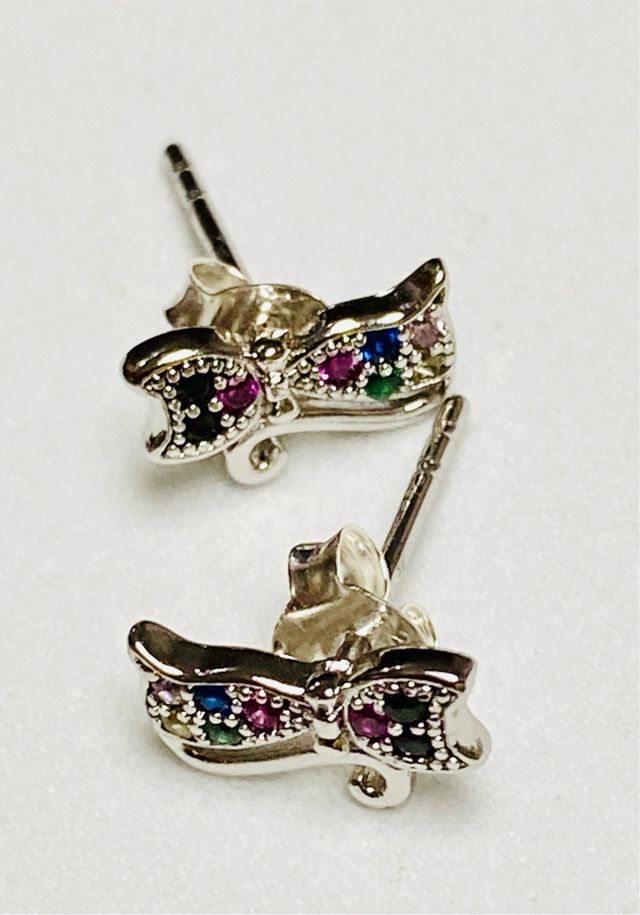 Pendientes gatitos con circonitas y plata ley 925