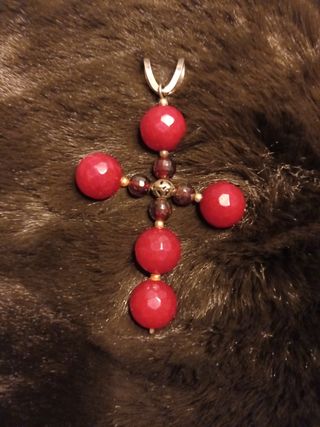 Colgante Cruz plata y Piedras Naturales