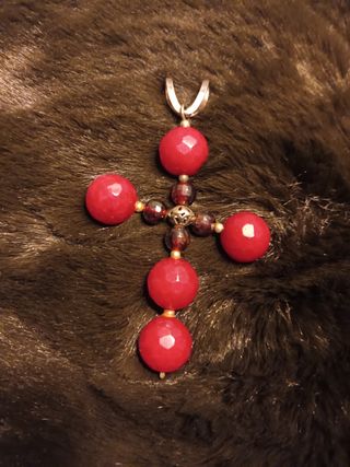 Colgante Cruz plata y Piedras Naturales