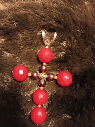 Colgante Cruz plata y Piedras Naturales