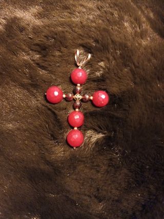 Colgante Cruz plata y Piedras Naturales