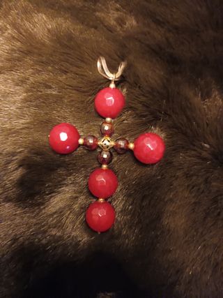 Colgante Cruz plata y Piedras Naturales