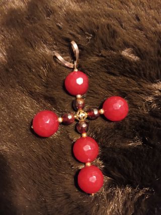 Colgante Cruz plata y Piedras Naturales