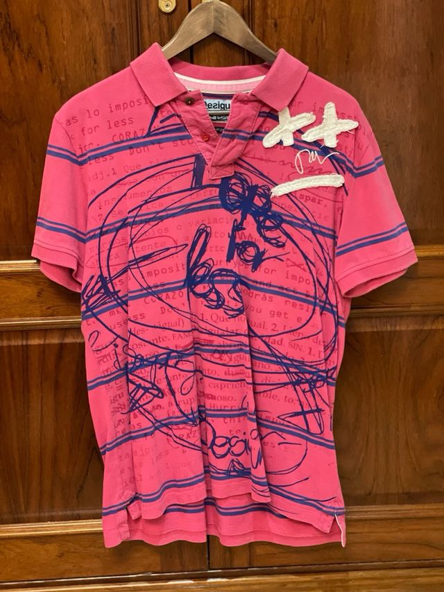 Polo Desigual Hombre Rosa Talla M – Estilo Urbano 