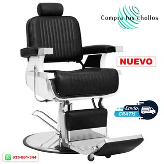 Silla de Peluquería de Cuero Sintético Negro 