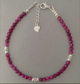 Pulsera, plata ley y rubi