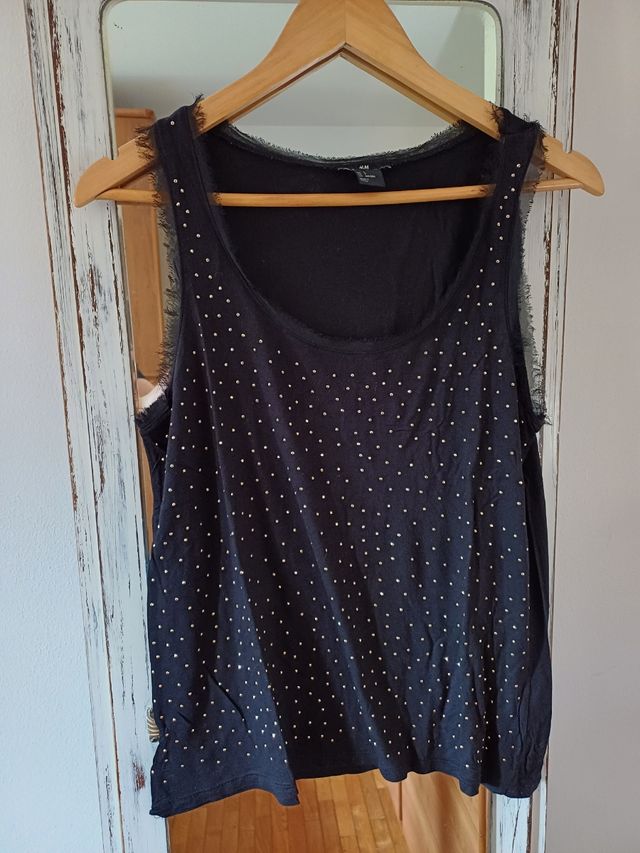 Canottiera nera con glitter