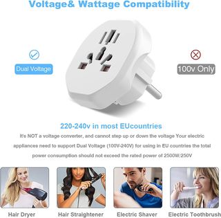 ADAPTADOR DE VIAJE DE ENCHUFES PARA USAR EN ESPAÑA