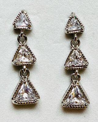 Pendientes triples de triangulos en plata ley 925