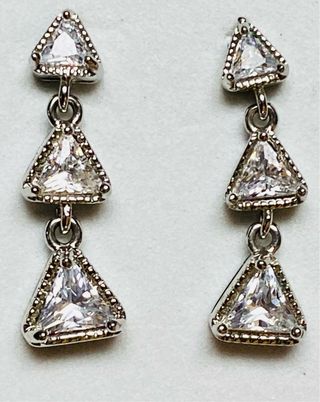Pendientes triples de triangulos en plata ley 925