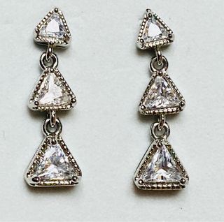Pendientes triples de triangulos en plata ley 925