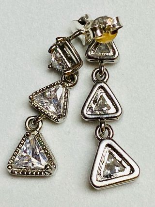 Pendientes triples de triangulos en plata ley 925