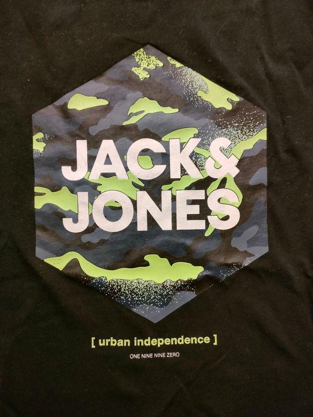 T-shirt nera disegni fluo taglia 12 anni