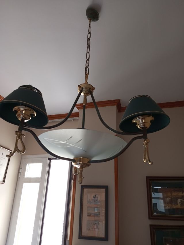 Lampara metal y cristal