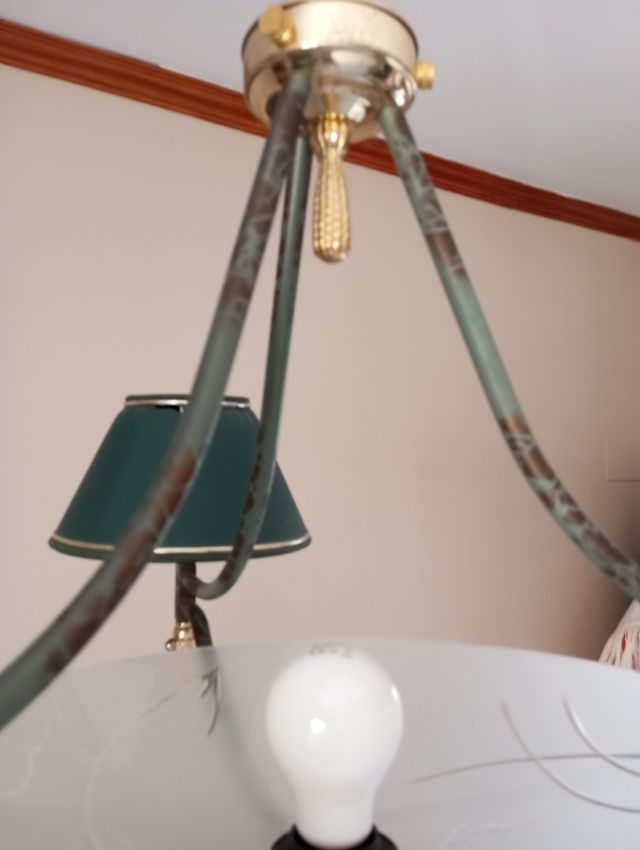 Lampara metal y cristal