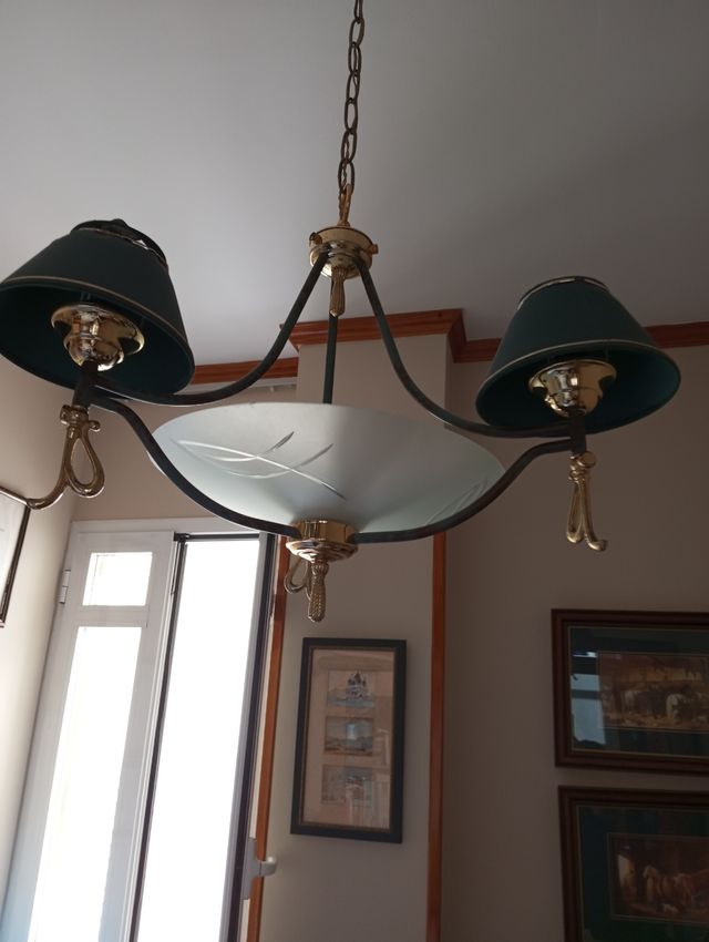 Lampara metal y cristal