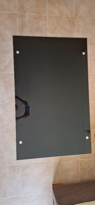 MESA DE CRISTAL NEGRA SEMINUEVA