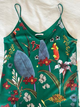 Mono verde flores fiesta zara