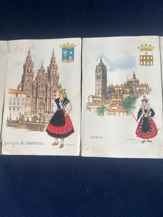 Postales regionales bordadas años 60