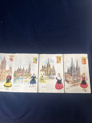 Postales regionales bordadas años 60