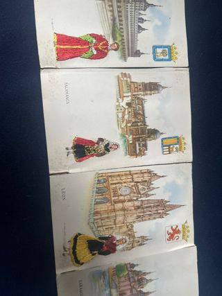 Postales regionales bordadas años 60