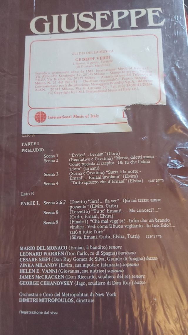 2 vinili Giuseppe Verdi e Ballet Music