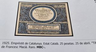Emprèstit de Catalunya billete antiguo