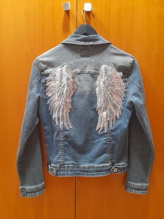 Cazadora vaquera alas plateada