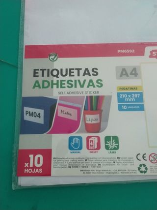 Etiquetas adhesivas A4 x 10 Hojas 