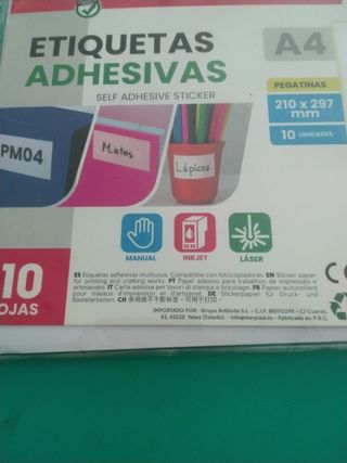 Etiquetas adhesivas A4 x 10 Hojas 
