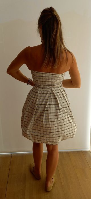 Vestido de cuadros palabra de honor