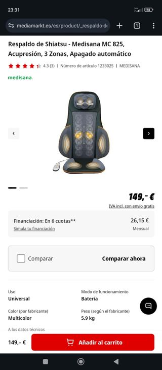 Sillón masaje 