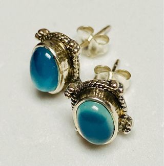 Pendientes con calcedonia azul en plata de ley 925