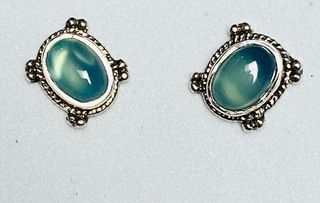 Pendientes con calcedonia azul en plata de ley 925