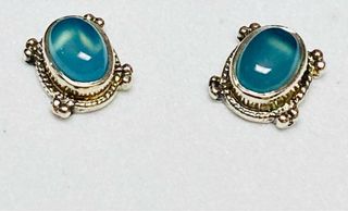Pendientes con calcedonia azul en plata de ley 925