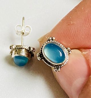 Pendientes con calcedonia azul en plata de ley 925