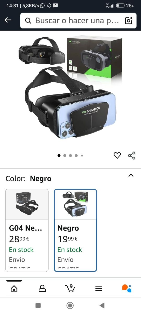 Gafas 3d realidad virtual  360°