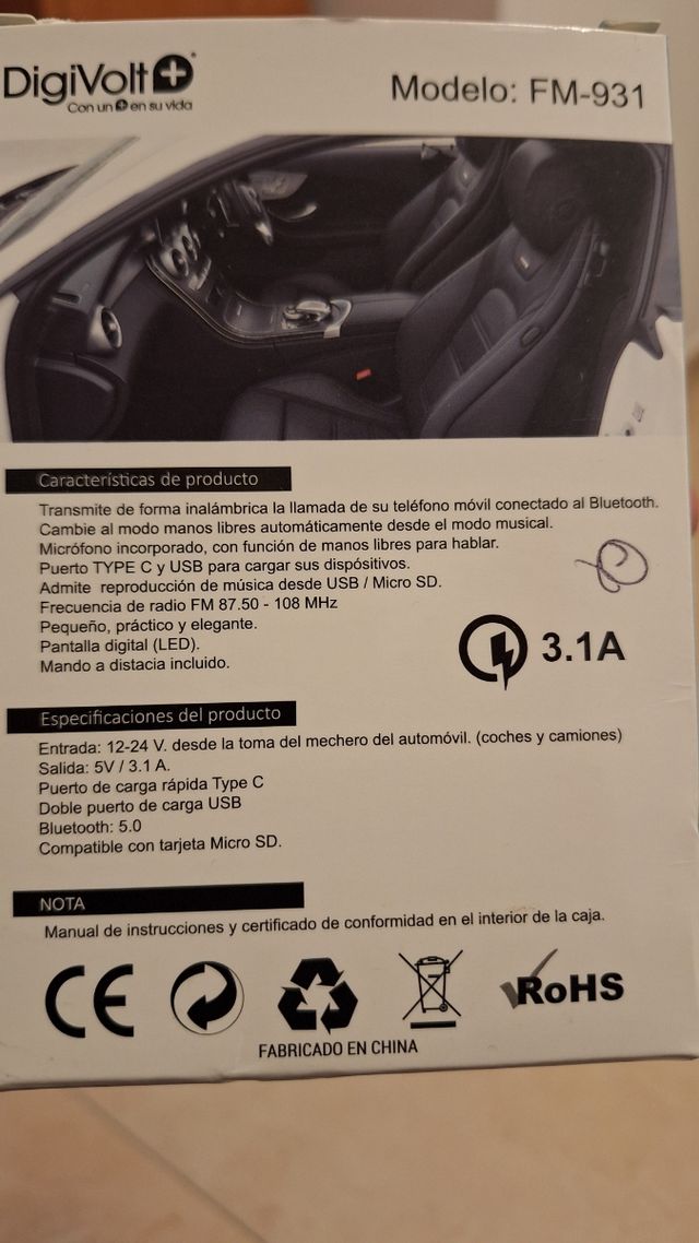 Transmisor FM Bluetooth