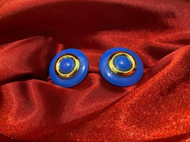 Orecchini vintage blu argento Spaziali