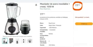 🧶➖60%🧶 Batidora Royal Swiss 1030W MÁX 