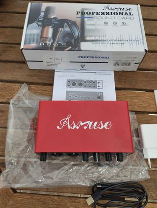 Asmuse Interfaz de Audio USB Tarjeta de Sonido 24