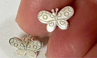 Pendientes artesanos de mariposas en plata ley 925
