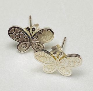 Pendientes artesanos de mariposas en plata ley 925