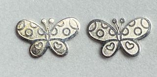Pendientes artesanos de mariposas en plata ley 925